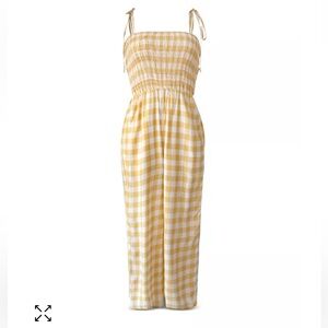 NWT BCBGENERATION Gingham Smocked Culotte Jumpsuit XS